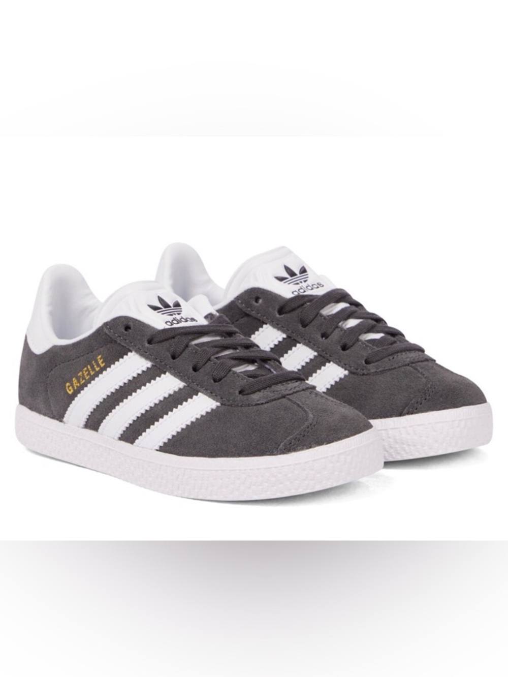 adidas Gazelle Gray Suede Sneakers with White Stripes Kids